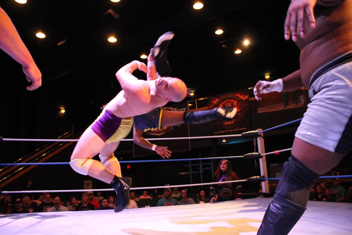 Luke Anthony goes airborne during an exchange.