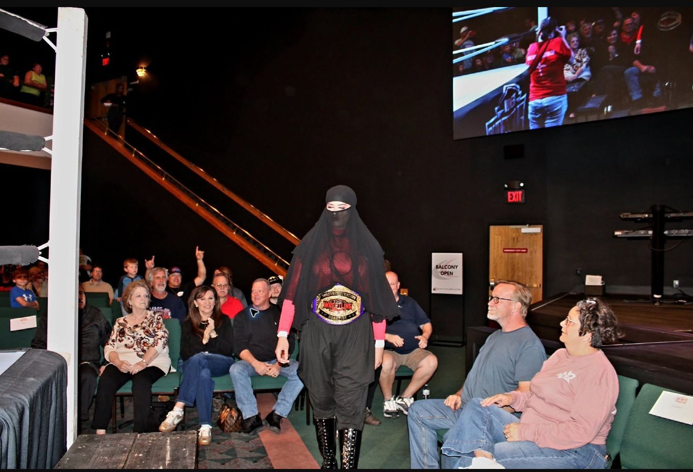 Lillith Khan making her entrance before facing Mercy at Enjoy Church