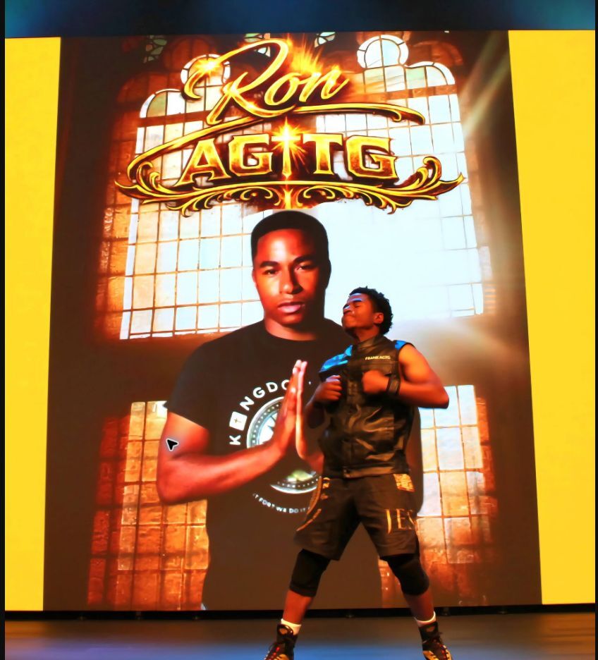 Ron AGTG making his entrance for the Fight for Faith Championship match