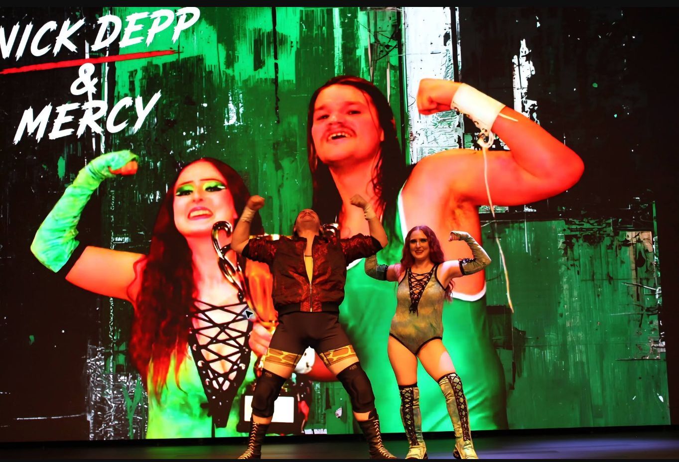 Nick Depp and Mercy making their entrance for the MWC Intergender Tag Team Championship match