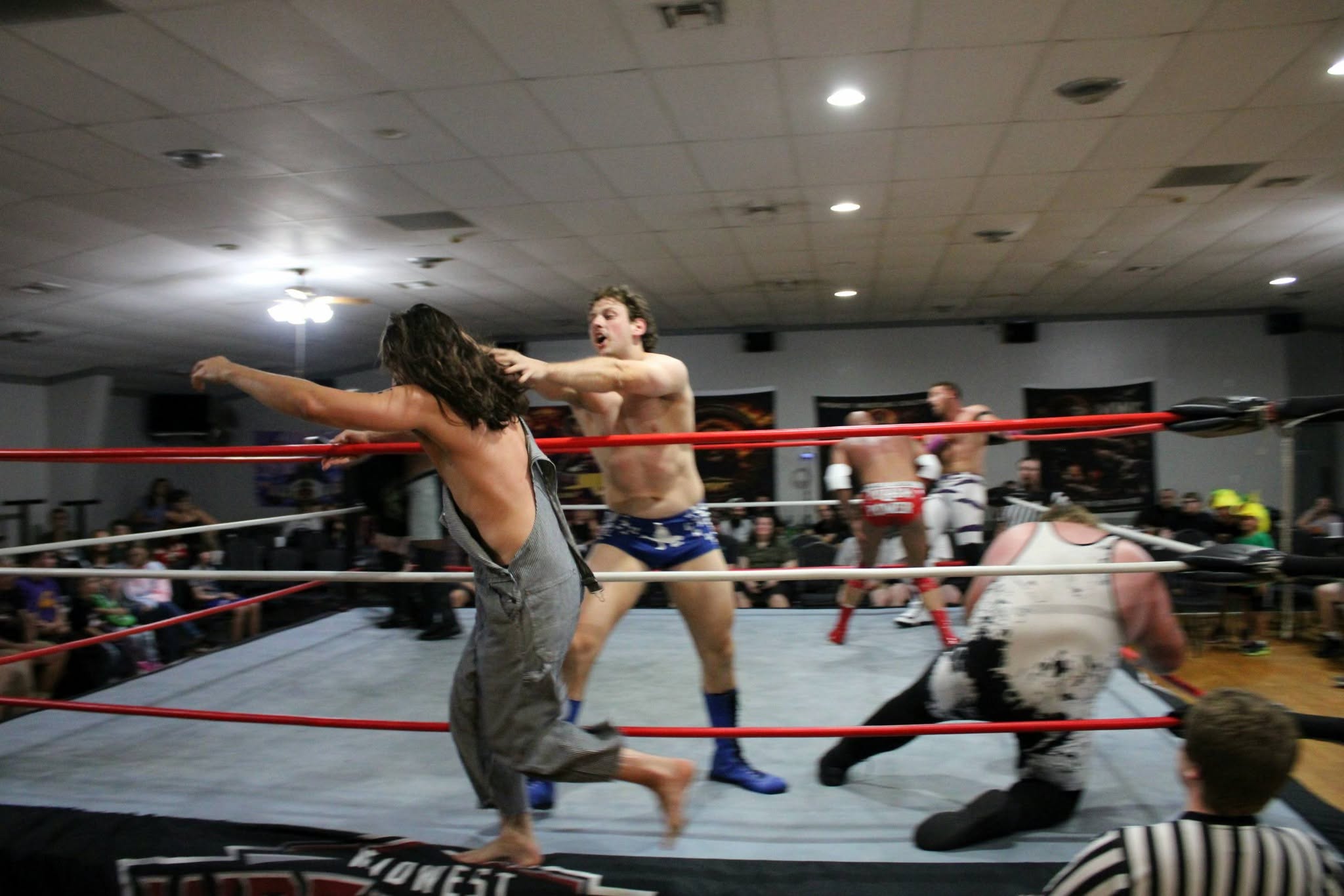 Competitors exchanging strikes during the men's Riverbend Rumble
