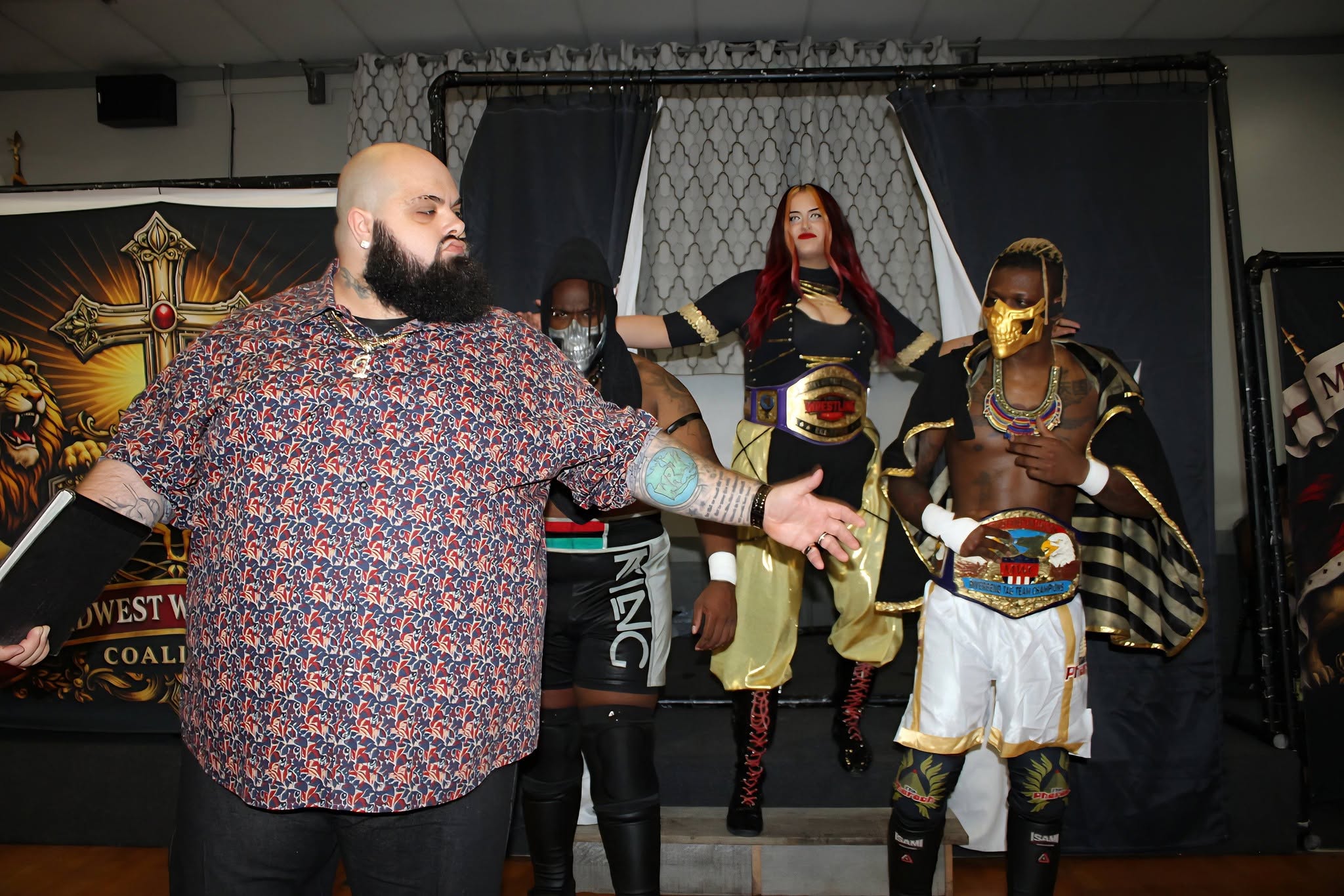 MWC competitors and officials during the Tag Team Championship entrance